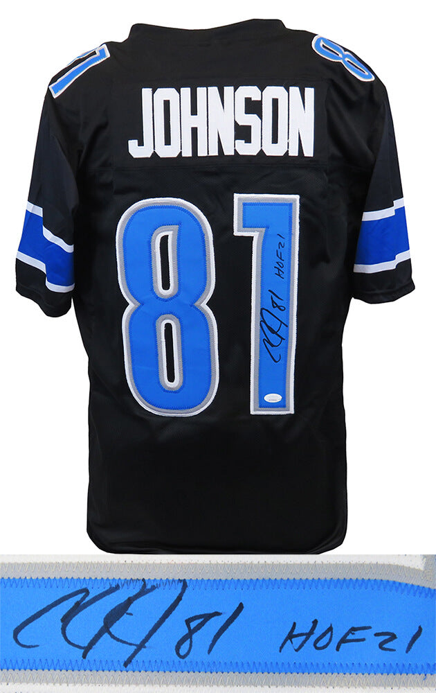 Calvin Johnson Signed Black Color Rush Custom Football Jersey w/HOF'21 - (JSA)