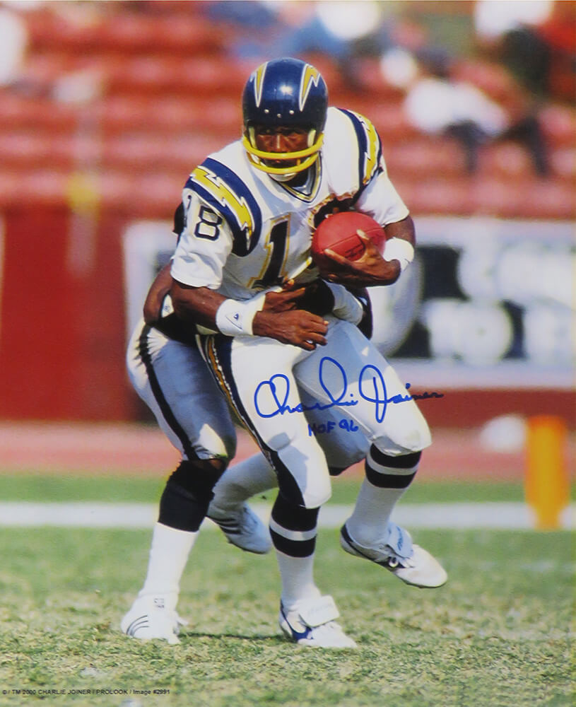 Charlie Joiner Signed Chargers Running With Football 16x20 Photo w/HOF'96