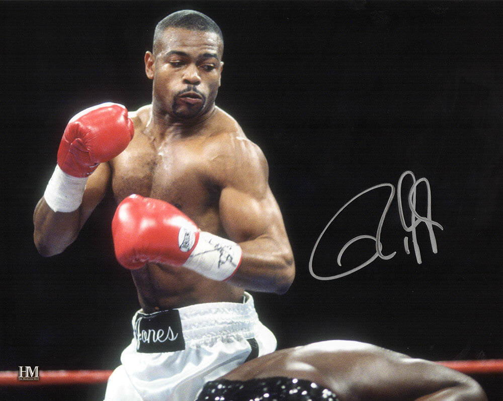 Roy Jones Jr. Signed Boxing White Trunks Action 8x10 Photo