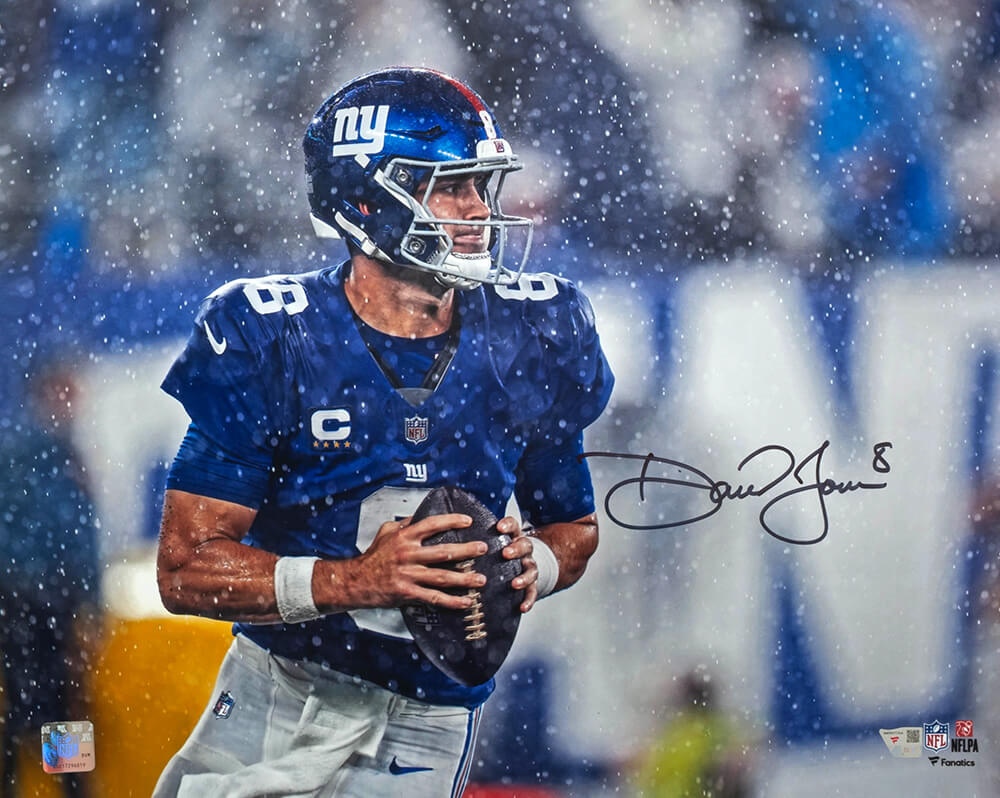Daniel Jones Signed New York Giants Snow 16x20 Photo - (Fanatics)
