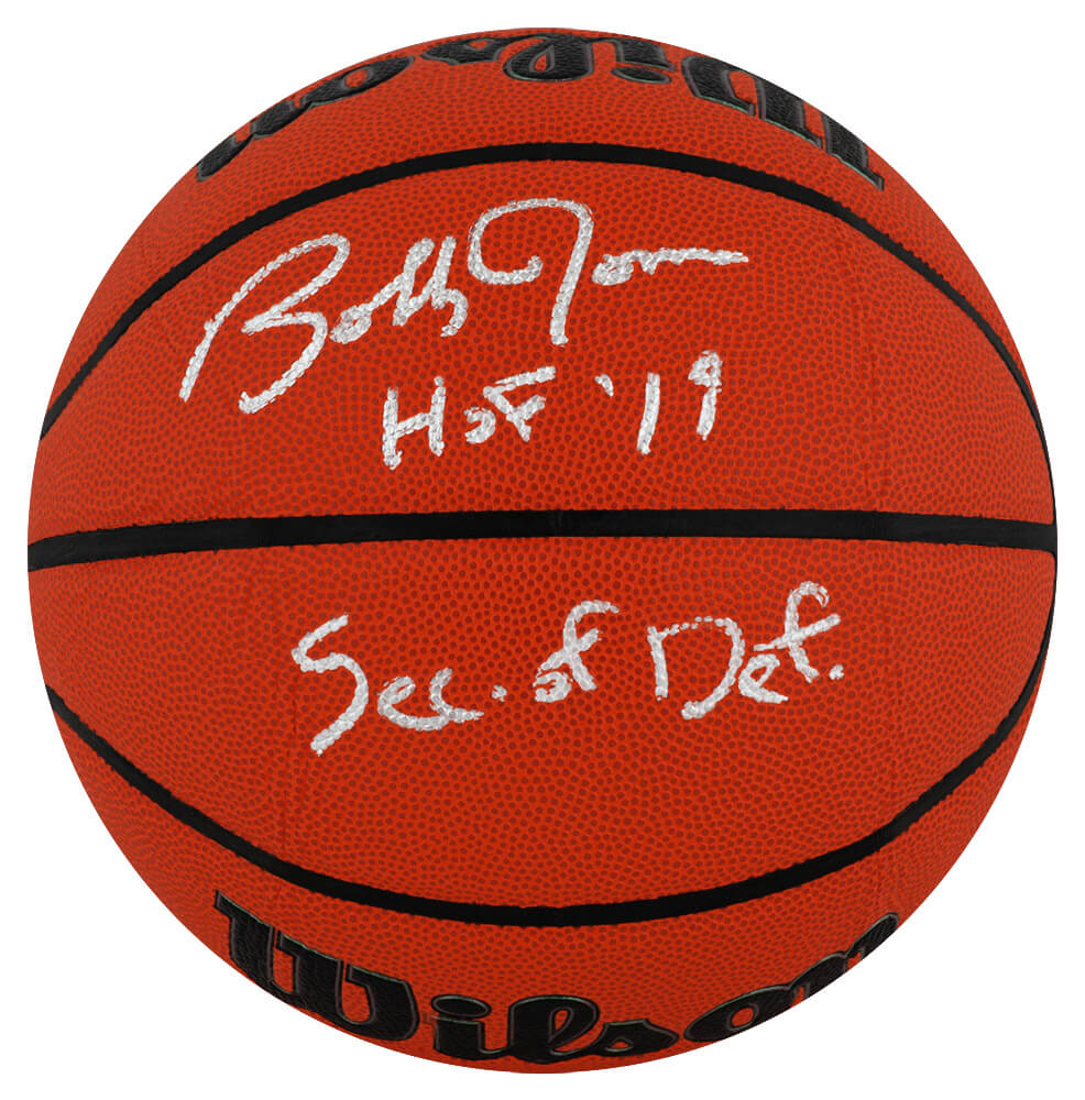 Bobby Jones Signed Wilson Indoor/Outdoor NBA Basketball w/HOF'19 & Sec of Def