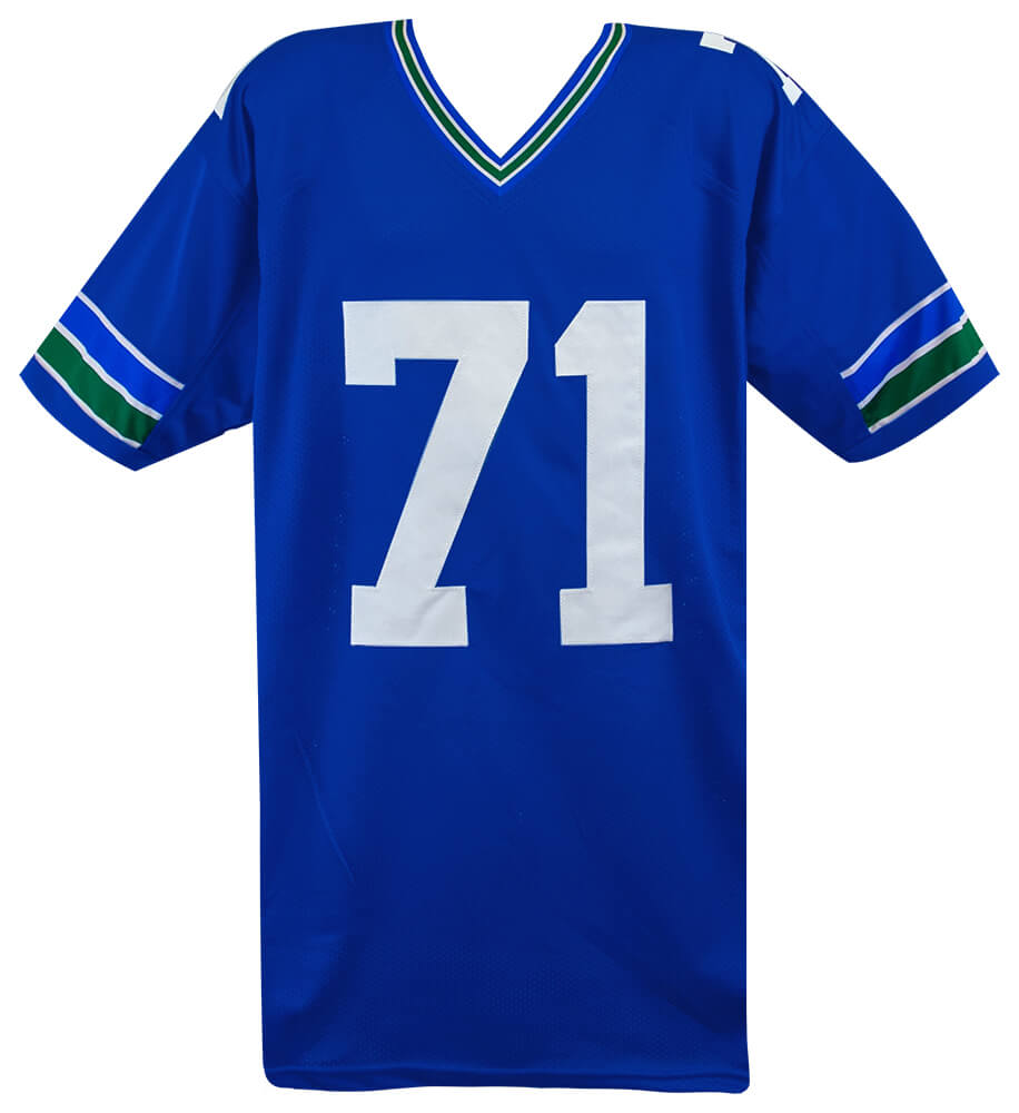 Walter Jones Signed Blue Throwback Custom Football Jersey w/HOF'14