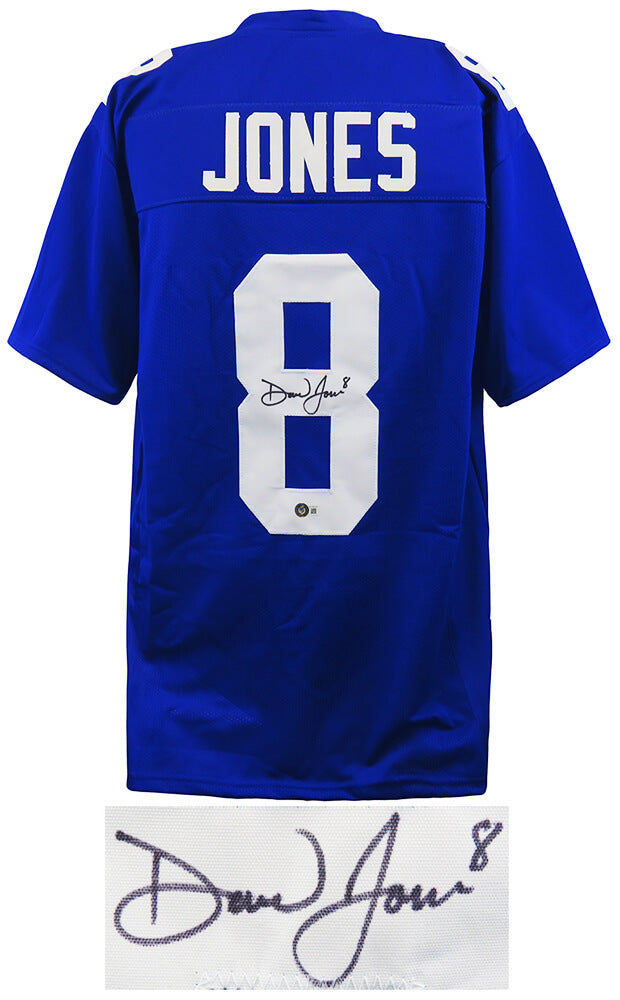 Daniel Jones Signed Blue Custom Football Jersey - (Beckett)