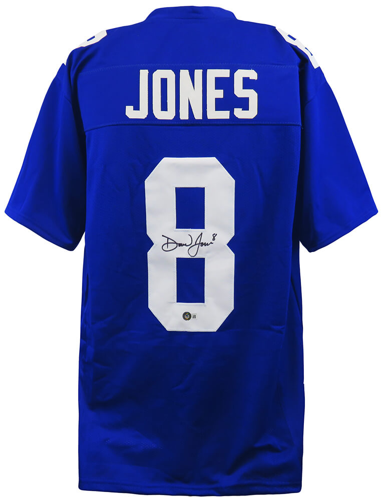 Daniel Jones Signed Blue Custom Football Jersey - (Beckett)
