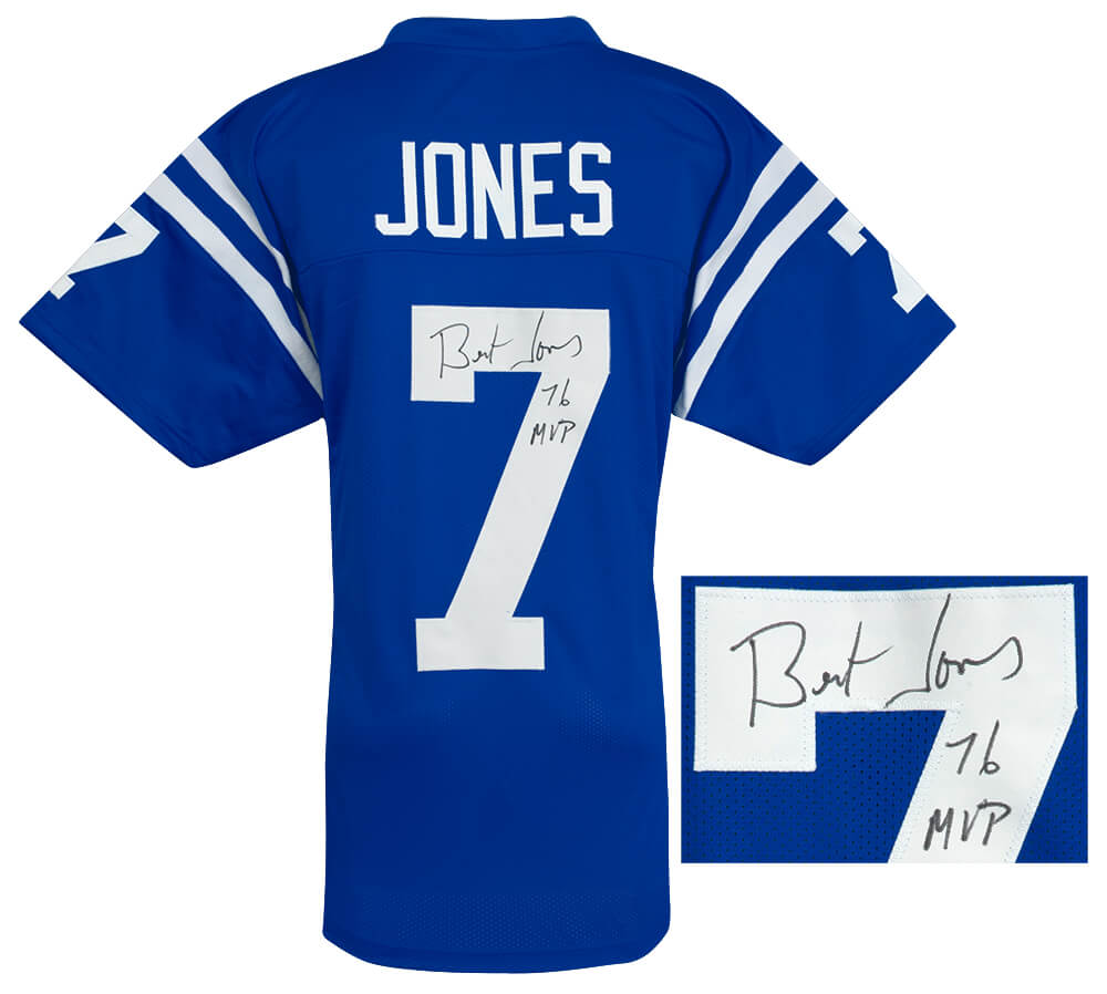 Bert Jones Signed Blue Throwback Custom Football Jersey w/76 MVP