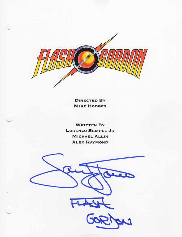 Sam J. Jones Signed Flash Gordon Movie Script Cover Page w/Flash Gordon