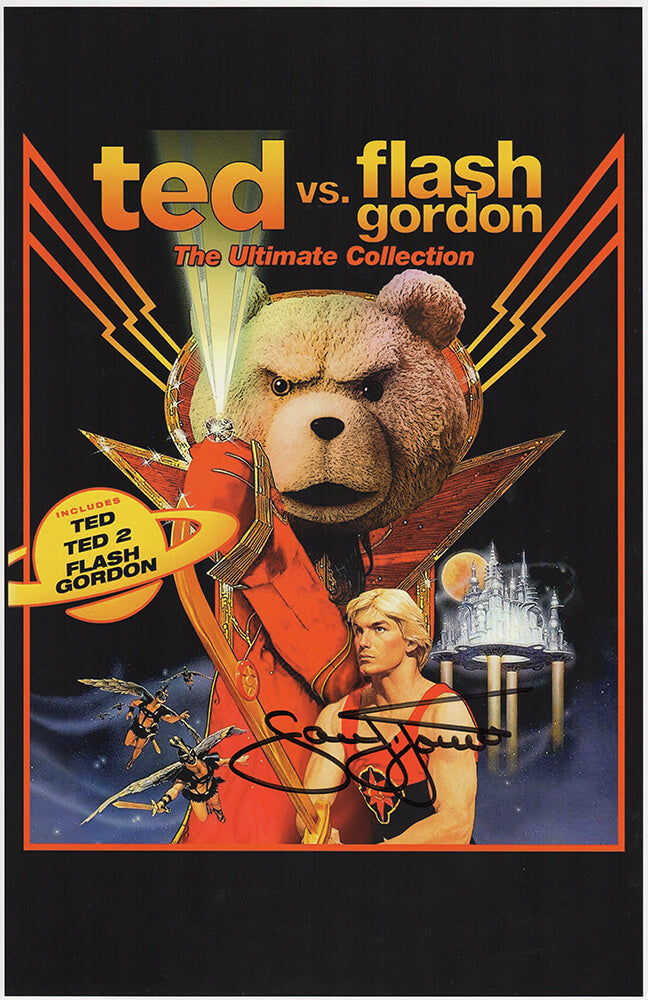 Sam J. Jones Signed Ted vs Flash Gordon The Ultimate Collection DVD 11x17 Movie Poster