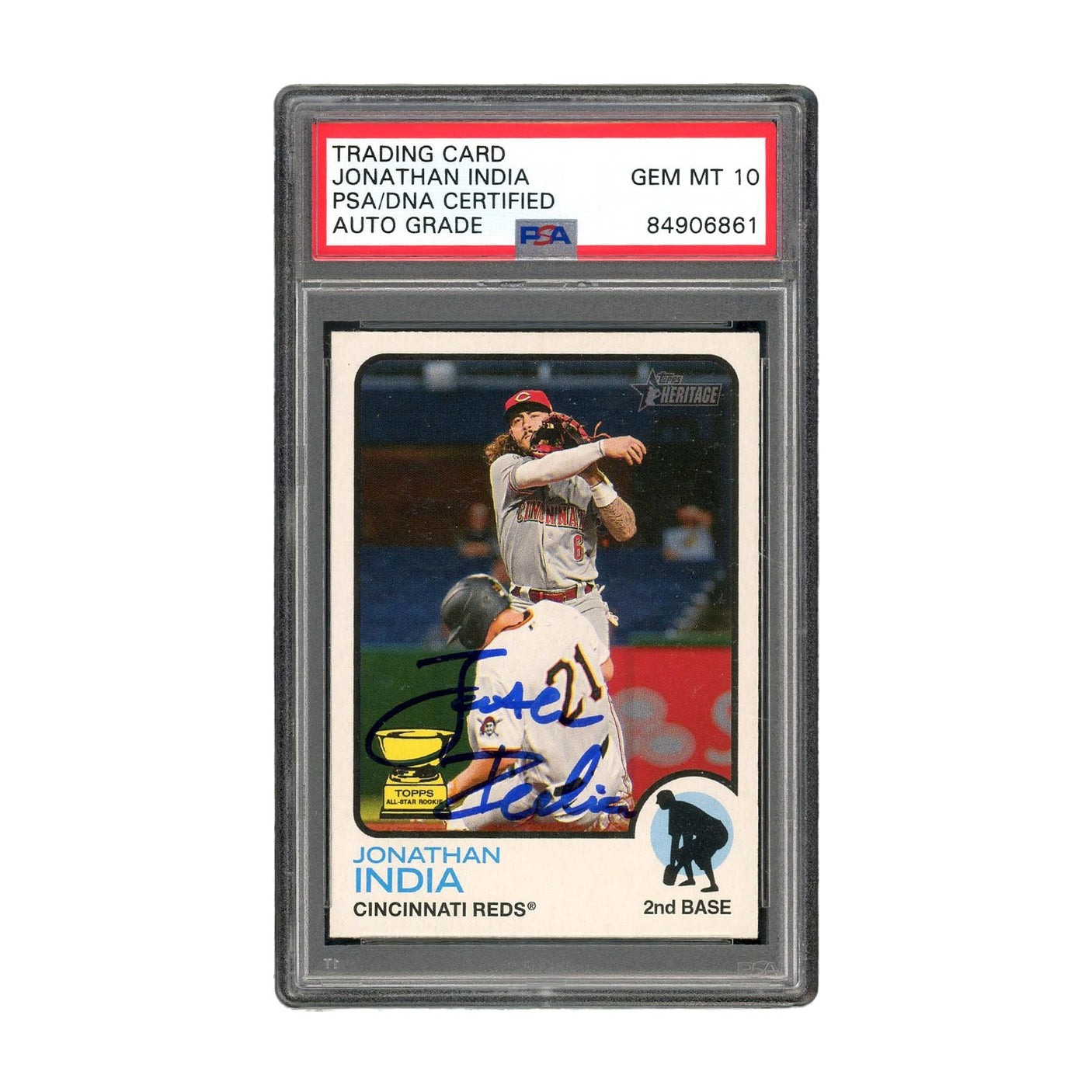 Jonathan India Signed Authentic Topps RC MLB Reds PSA