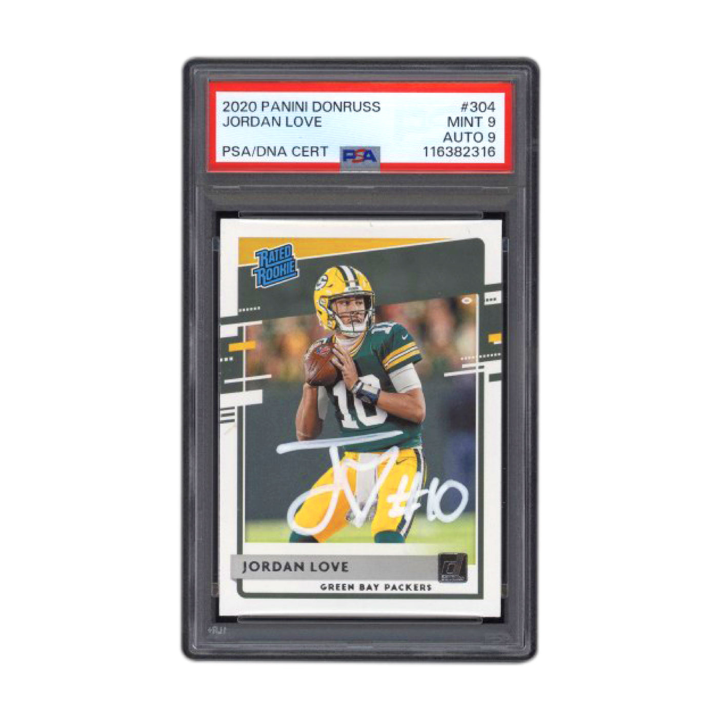 Jordan Love Signed 2020 Donruss Rated Rookie #304 PSA 9 Auto 9