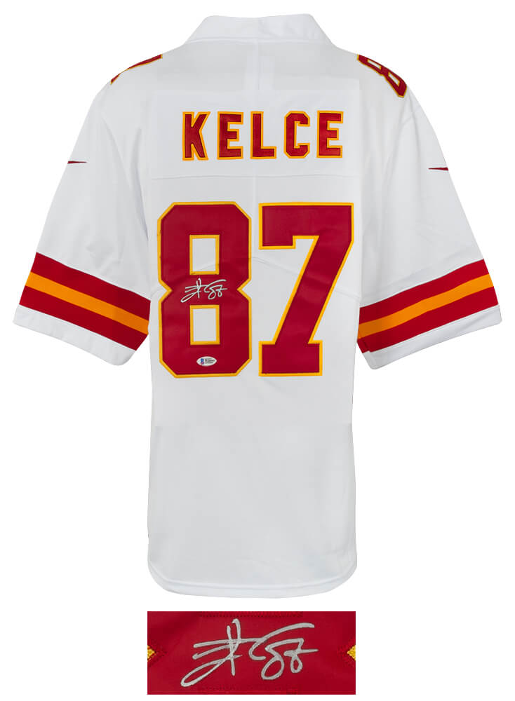 Travis Kelce Signed White Custom Jersey - (Beckett)
