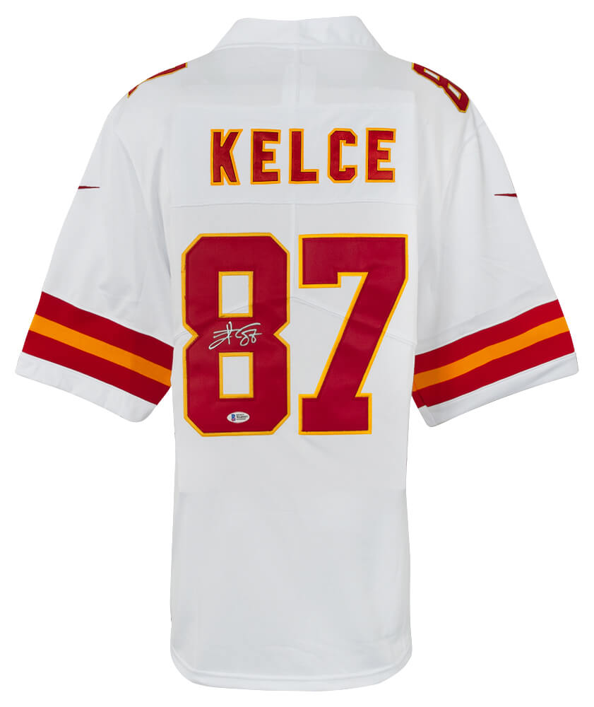 Travis Kelce Signed White Custom Jersey - (Beckett)