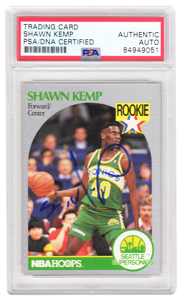 Shawn Kemp Signed Seattle Supersonics 1990 NBA Hoops Rookie Basketball Card #279 - (PSA Encapsulated)
