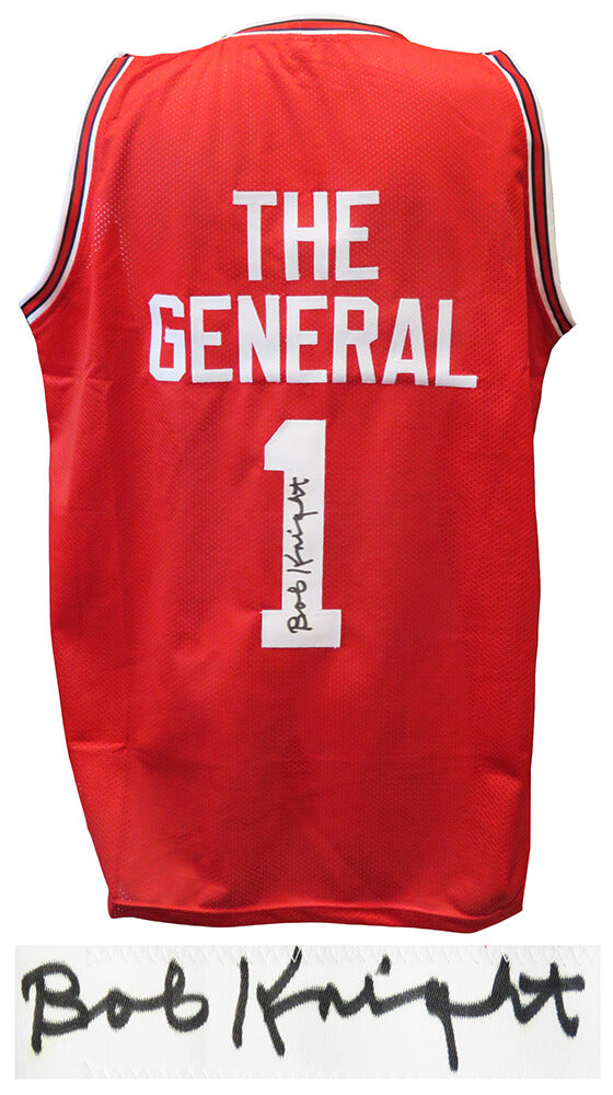 Bobby Knight Signed Red Throwback Custom "The General" Basketball Jersey
