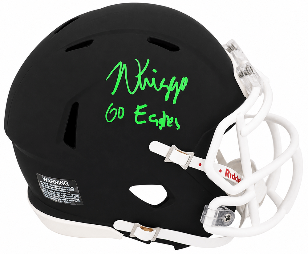 Noah Knigga Signed Black Riddell Black Speed Mini Helmet w/Go Eagles
