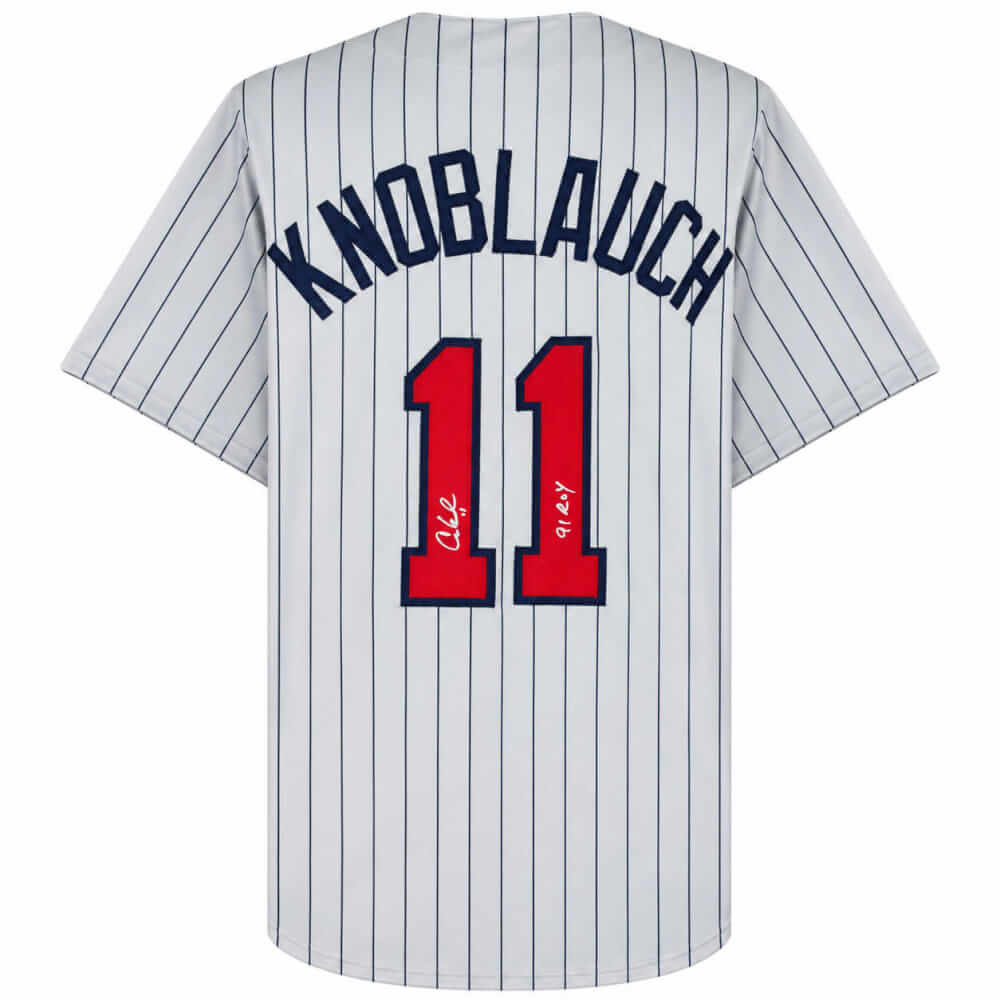 Chuck Knoblauch Signed Grey Pinstripe Custom Baseball Jersey w/ROY'91