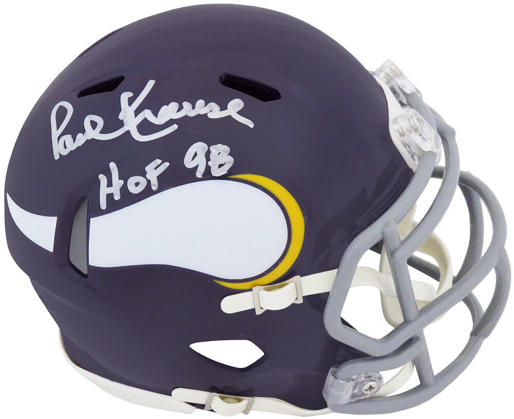 Paul Krause Signed Minnesota Vikings Throwback Riddell Speed Mini Helmet w/HOF'98