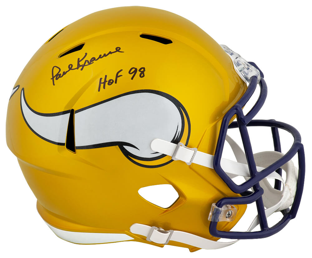 Paul Krause Signed Minnesota Vikings FLASH Riddell Full Size Speed Replica Helmet w/HOF'98