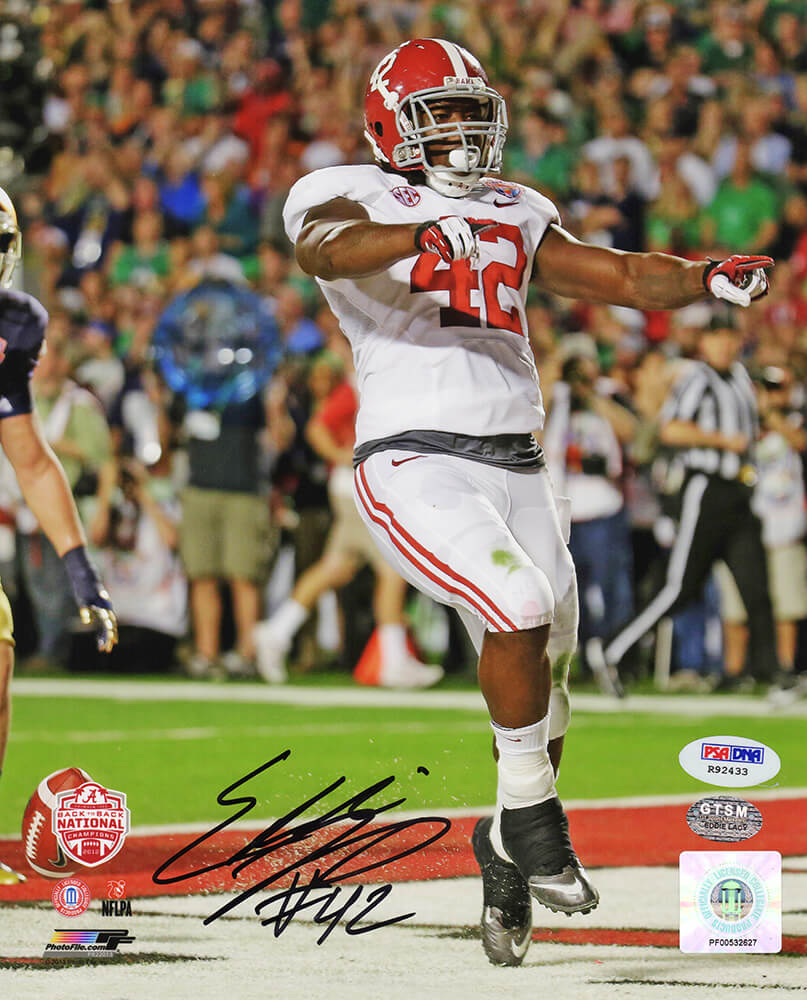 Eddie Lacy Signed Alabama Crimson Tide 2012 National Title Game Endzone Celebration 8x10 Photo (PSA)