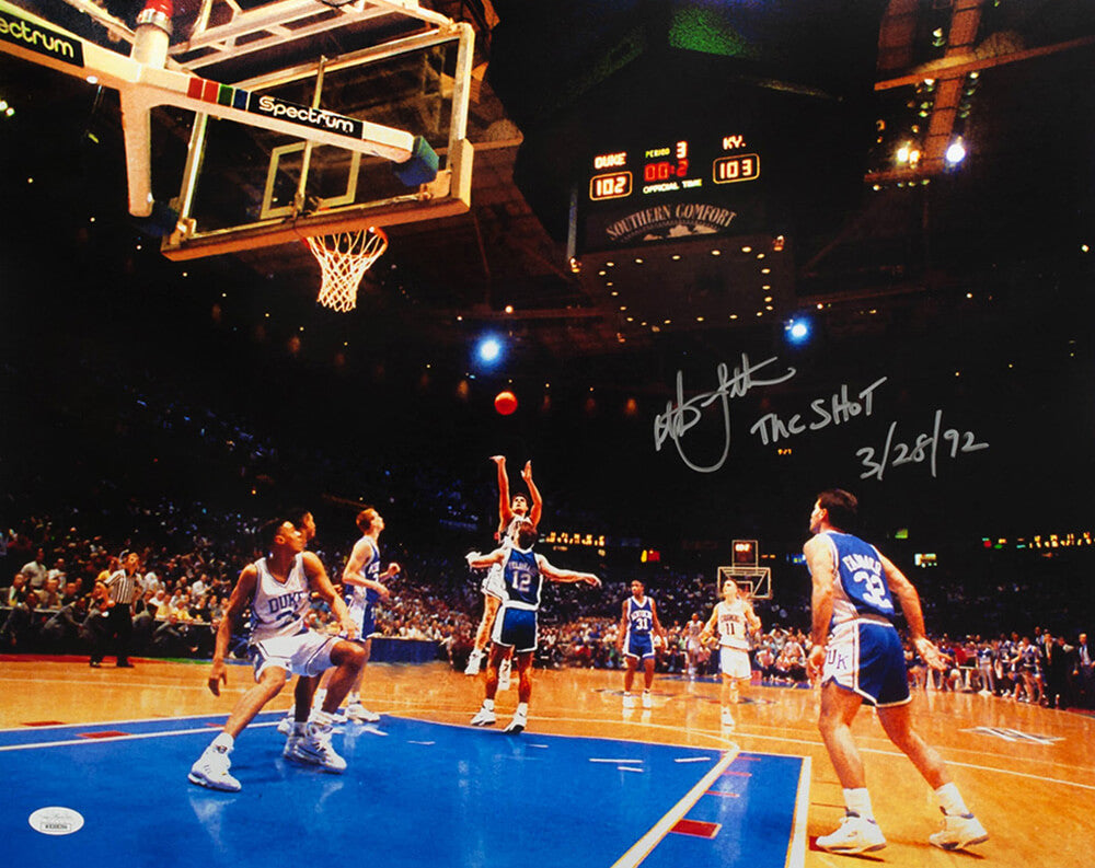 Christian Laettner Signed Duke The Shot Image 16x20 Photo w/The Shot 3-28-92 - (JSA)