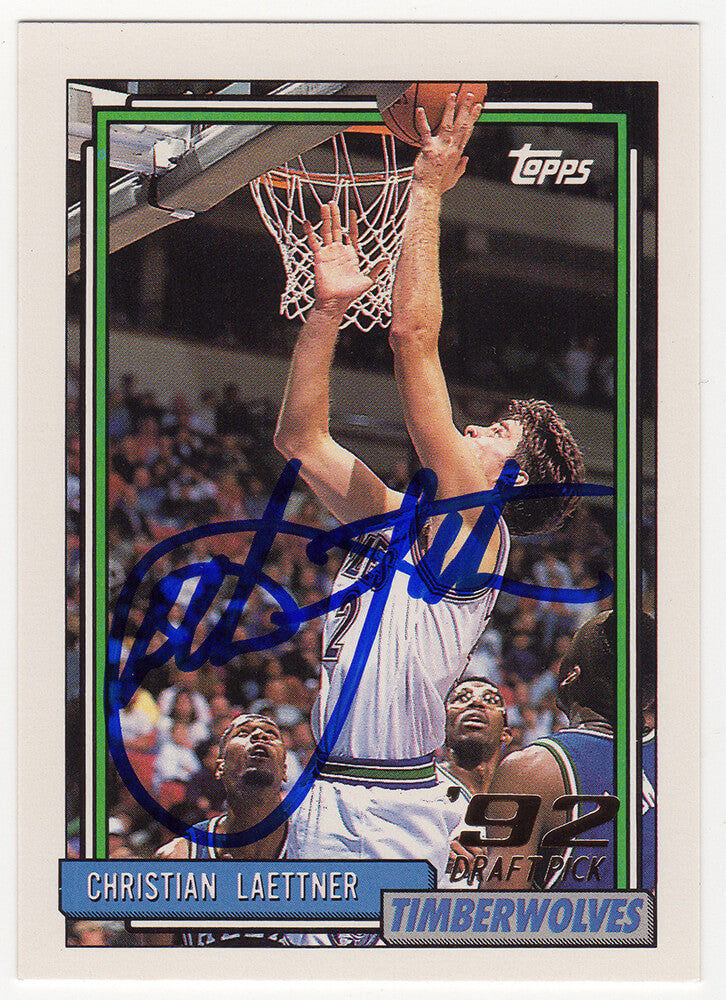 Christian Laettner Signed Minnesota Timberwolves 1992-93 Topps Rookie Basketball Card #334
