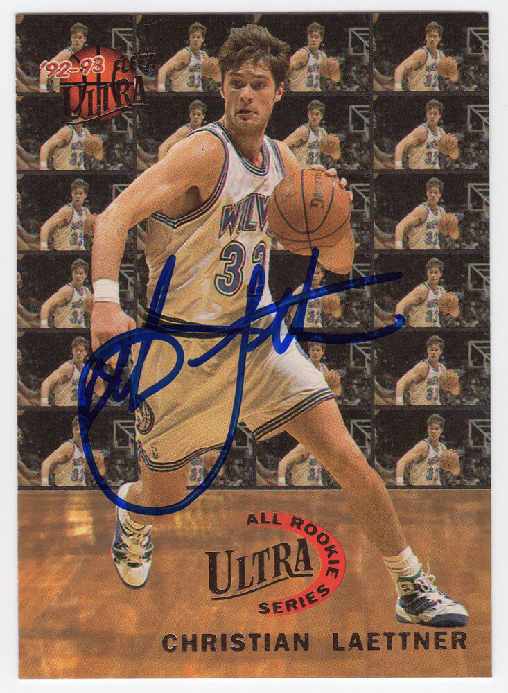 Christian Laettner Signed Minnesota Timberwolves 1992-93 Fleer Ultra Rookie Series Basketball Card #4