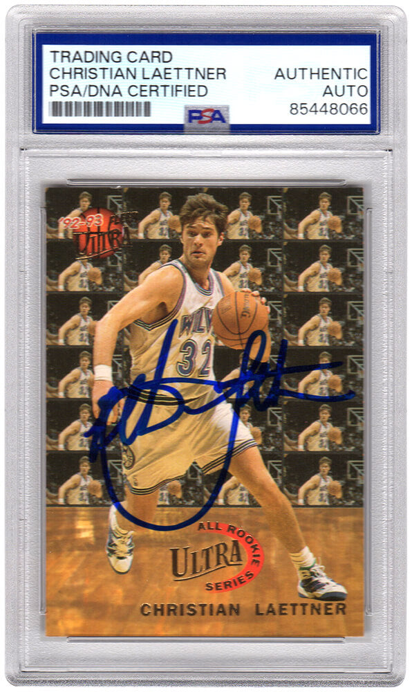 Christian Laettner Signed Timberwolves 1992-93 Fleer Ultra Rookie Series Basketball Card #4 - (PSA Encapsulated)