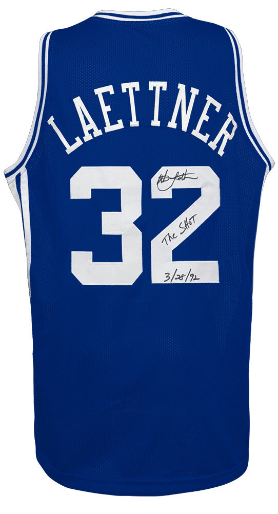 Christian Laettner Signed Blue Custom College Basketball Jersey w/The Shot 3-28-92