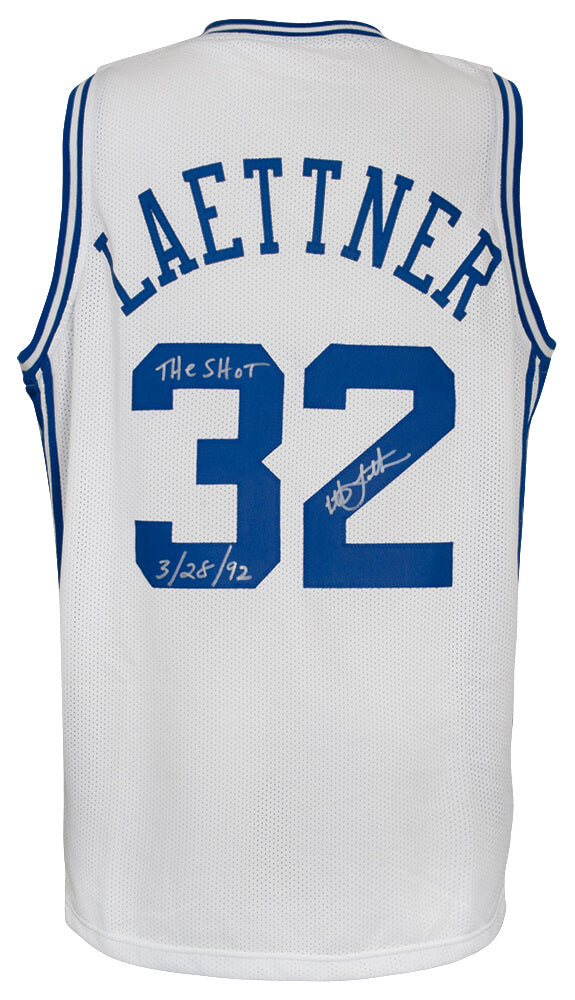 Christian Laettner Signed White Custom College Basketball Jersey w/The Shot 3-28-92