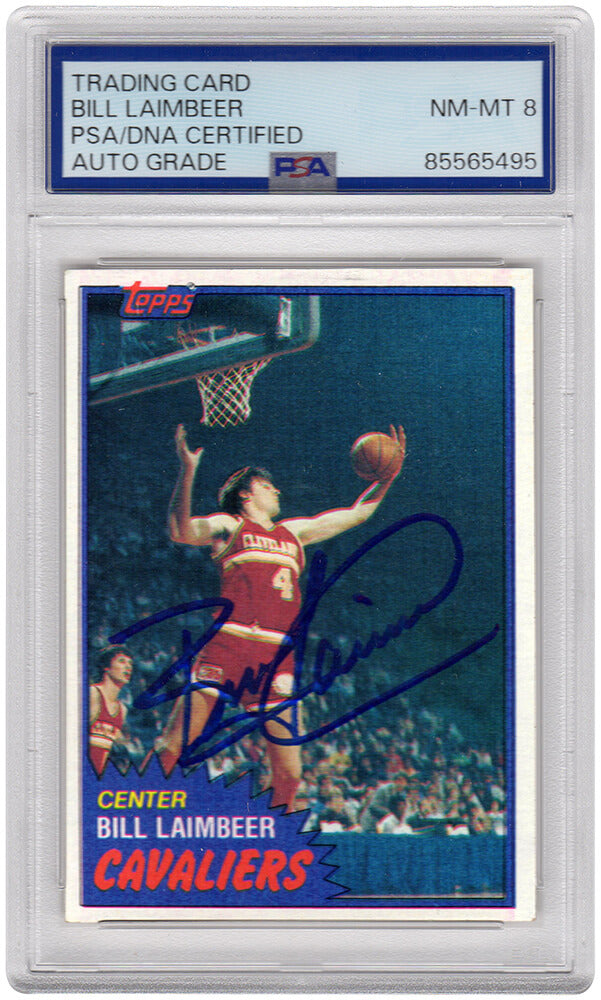 Bill Laimbeer Signed Cavaliers 1981 Topps Rookie Basketball Trading Card #74W - (PSA / Auto Grade 8)