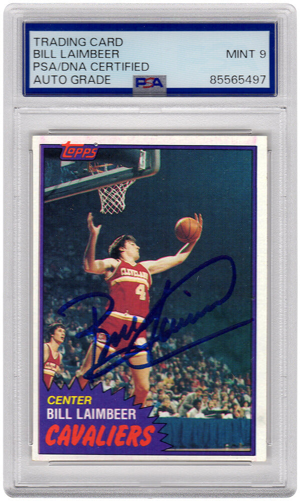 Bill Laimbeer Signed Cavaliers 1981 Topps Rookie Basketball Trading Card #74W - (PSA / Auto Grade 9)