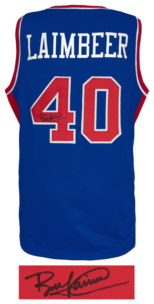 Bill Laimbeer Signed Blue Custom Basketball Jersey