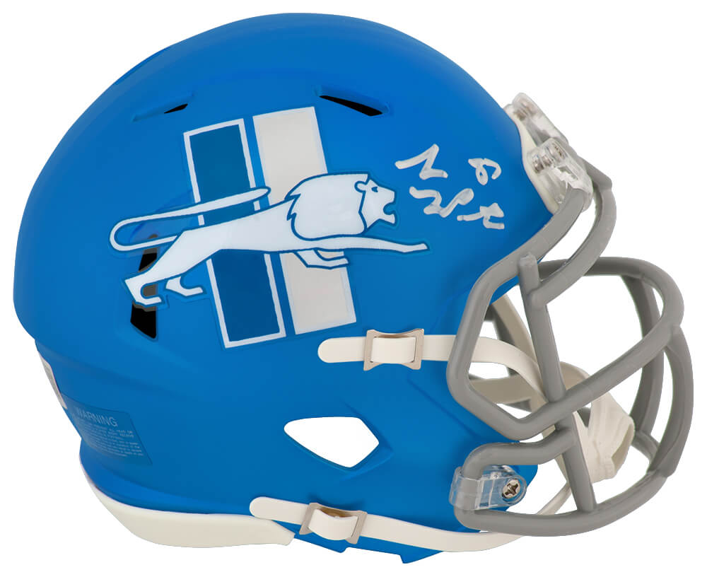 Sam LaPorta Signed Detroit Lions 2023 Alternate Blue Riddell Speed Mini Helmet - (Beckett)