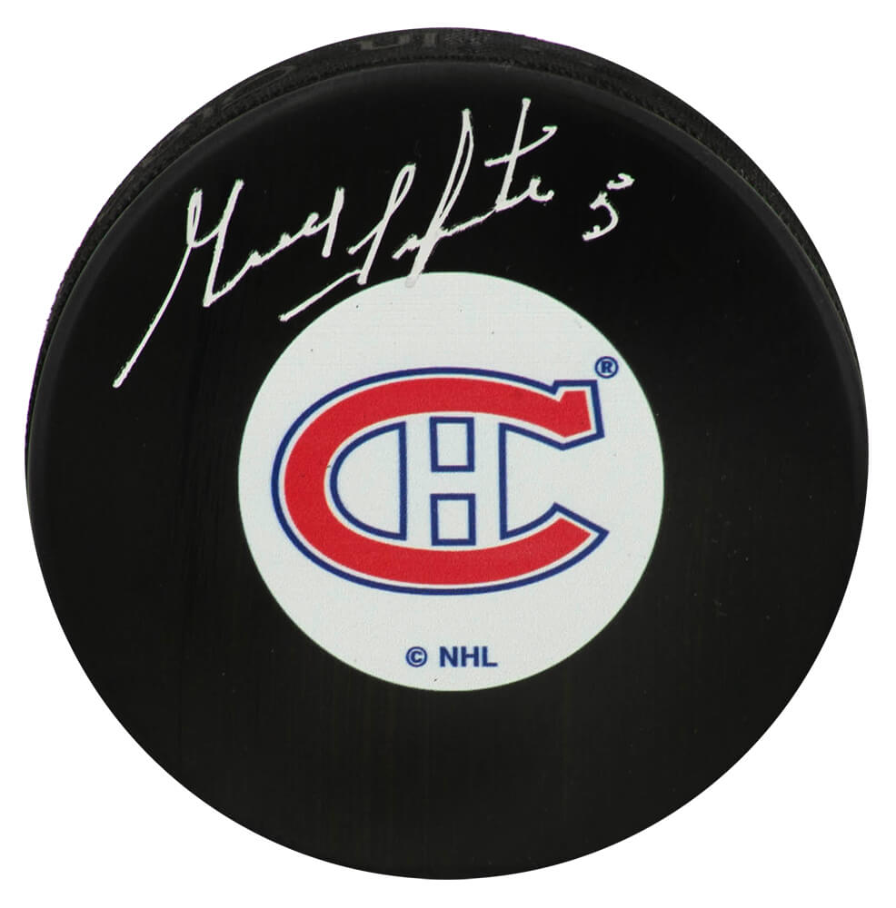 Guy Lapointe Signed Montreal Canadiens Team Logo Hockey Puck
