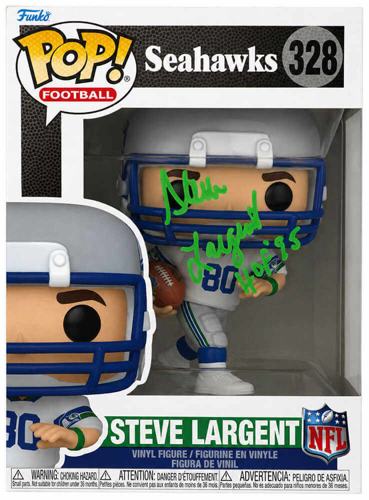 Steve Largent Signed Seattle Seahawks NFL Legends Funko Pop Doll #328 w/HOF'95