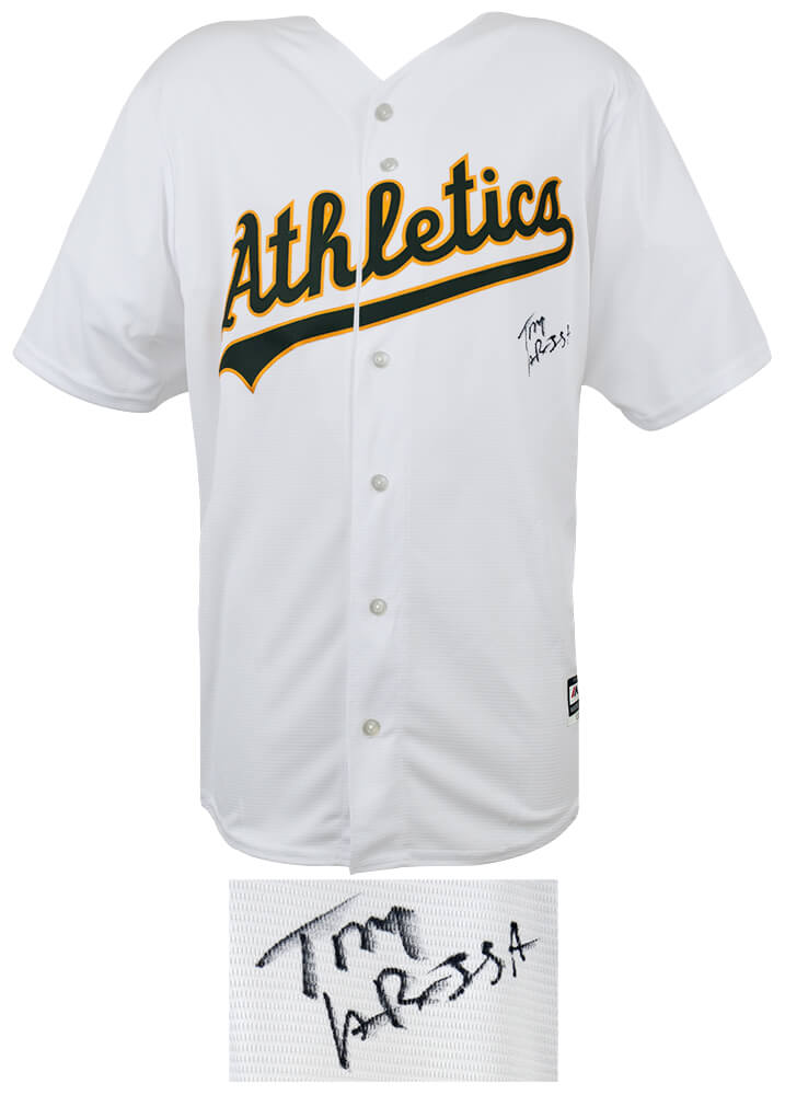 Tony LaRussa Signed Oakland A's White Majestic Replica Baseball Jersey