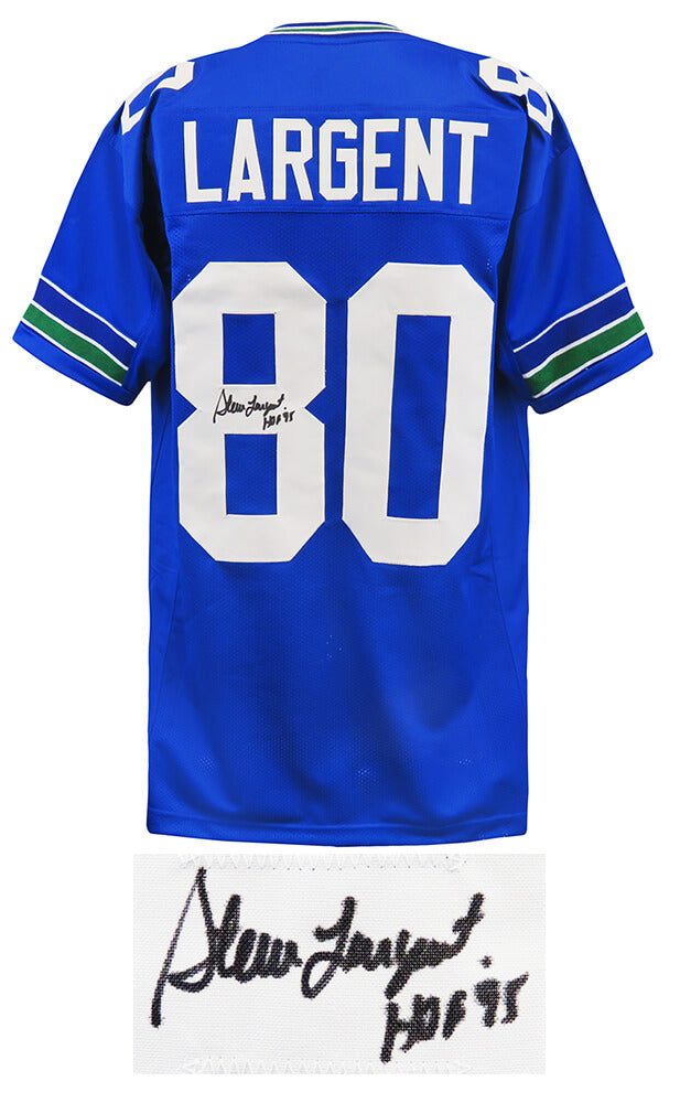 Steve Largent Signed Blue Custom Jersey w/HOF'95