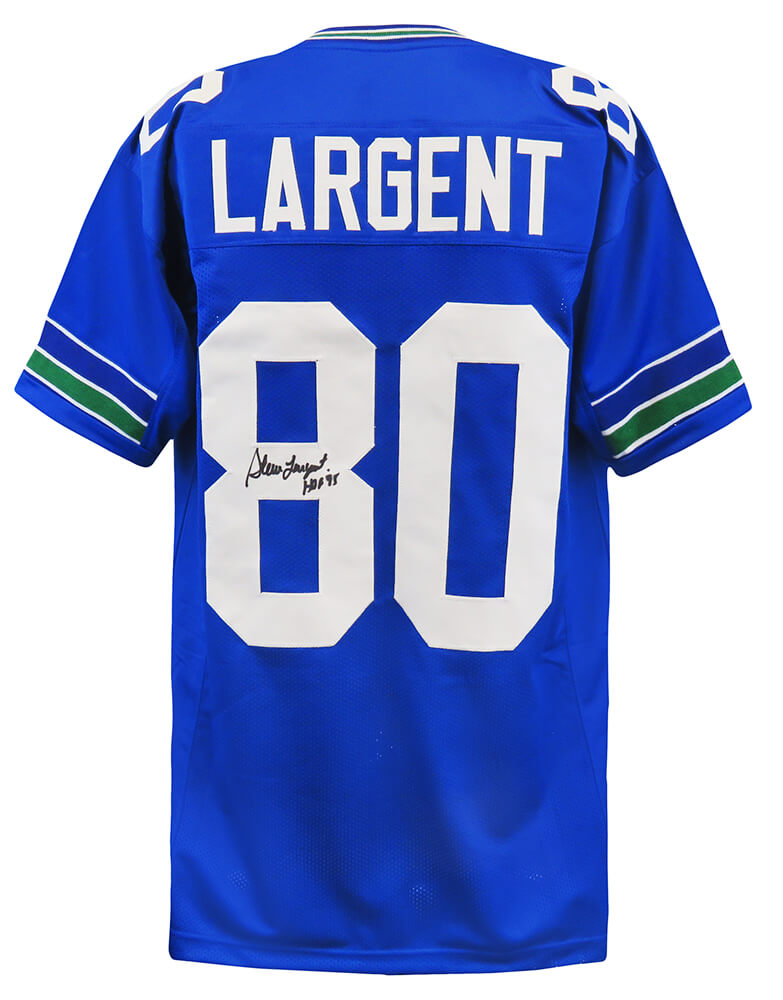 Steve Largent Signed Blue Custom Jersey w/HOF'95