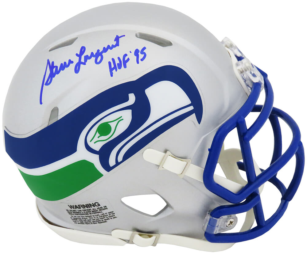 Steve Largent Signed Seattle Seahawks Throwback Riddell Speed Mini Helmet w/HOF'95