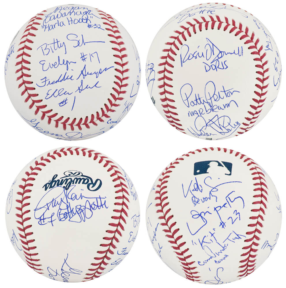 A League Of Their Own (Rockford Peaches) Team Signed Rawlings MLB Baseball (11 Signatures - w/Character Names)