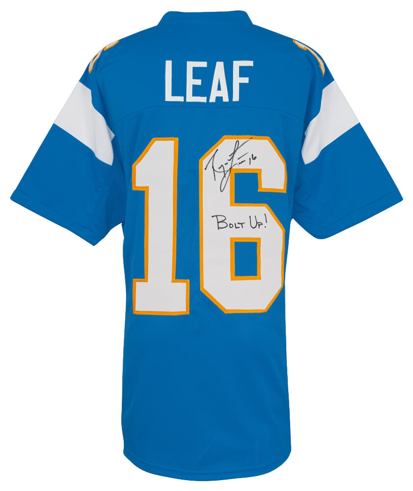 Ryan Leaf Signed Powder Blue Custom Football Jersey w/Bolt Up