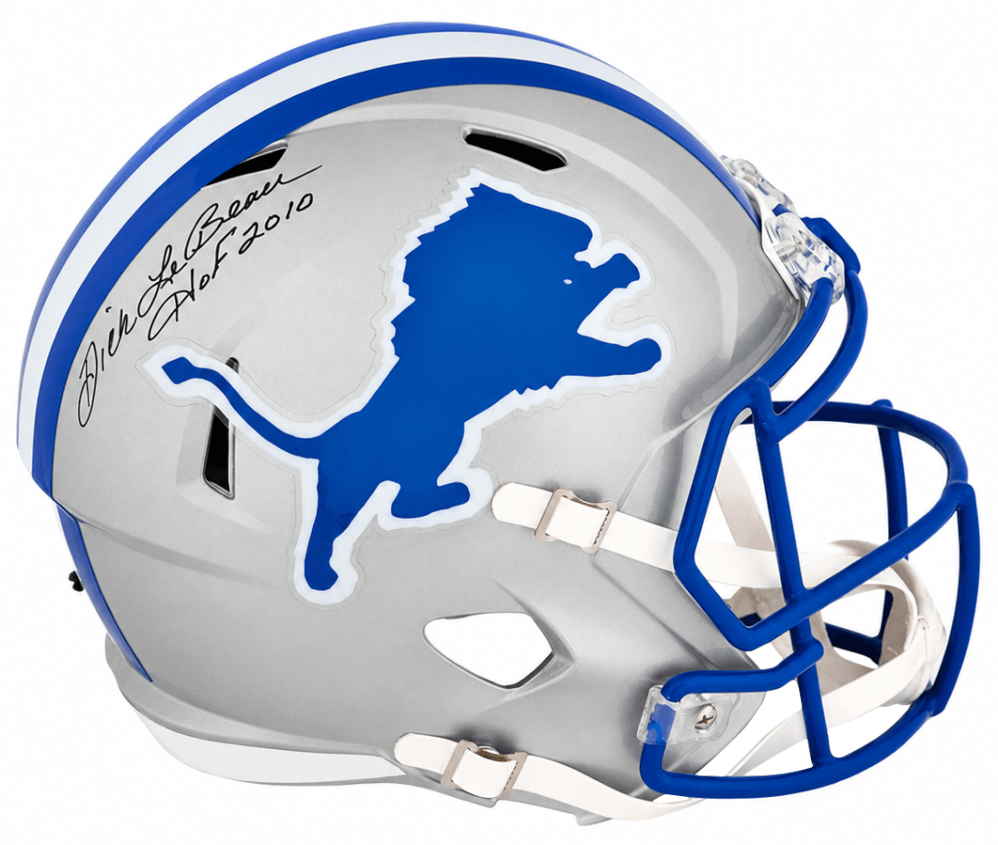 Dick LeBeau Signed Detroit Lions Throwback Riddell Full Size Speed Replica Helmet w/HOF 2010