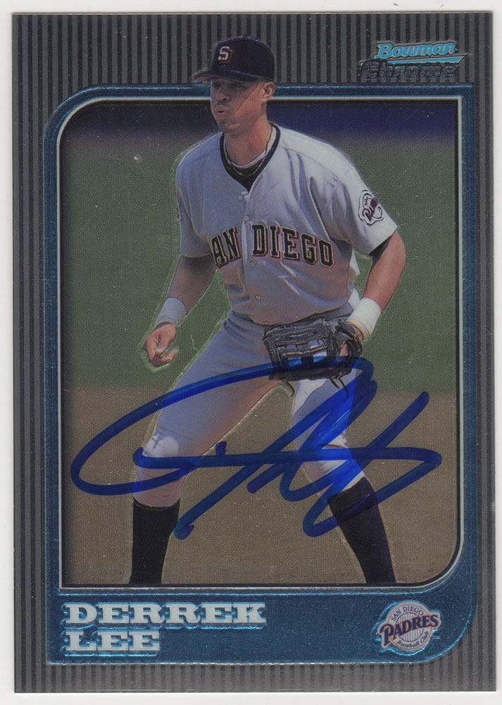 Derrek Lee Signed Padres 1997 Bowman Chrome Baseball Card #200