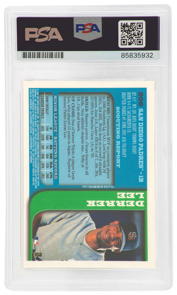 Derrek Lee Signed Padres 1997 Bowman Chrome Baseball Card #200 - (PSA Encapsulated)