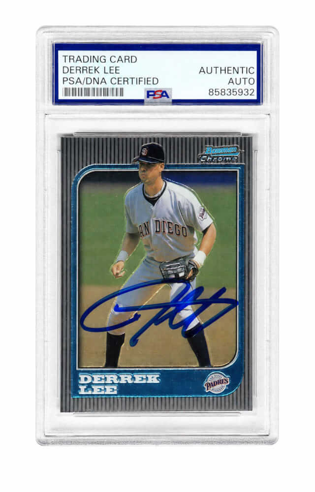 Derrek Lee Signed Padres 1997 Bowman Chrome Baseball Card #200 - (PSA Encapsulated)