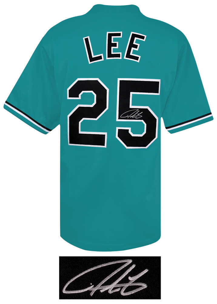 Derrek Lee Signed Teal Throwback Custom Baseball Jersey