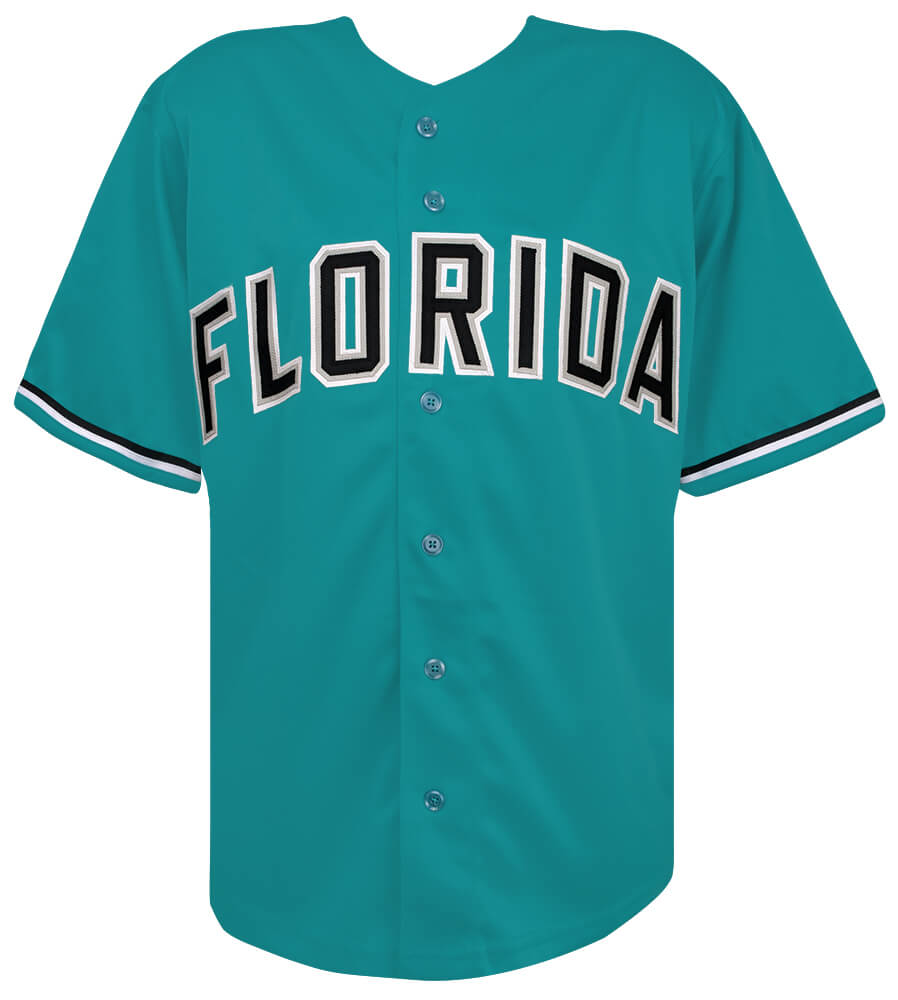 Derrek Lee Signed Teal Throwback Custom Baseball Jersey