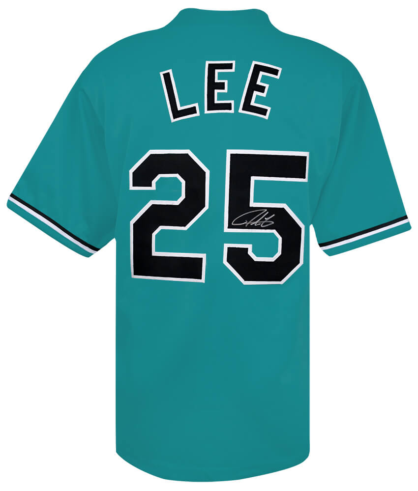 Derrek Lee Signed Teal Throwback Custom Baseball Jersey