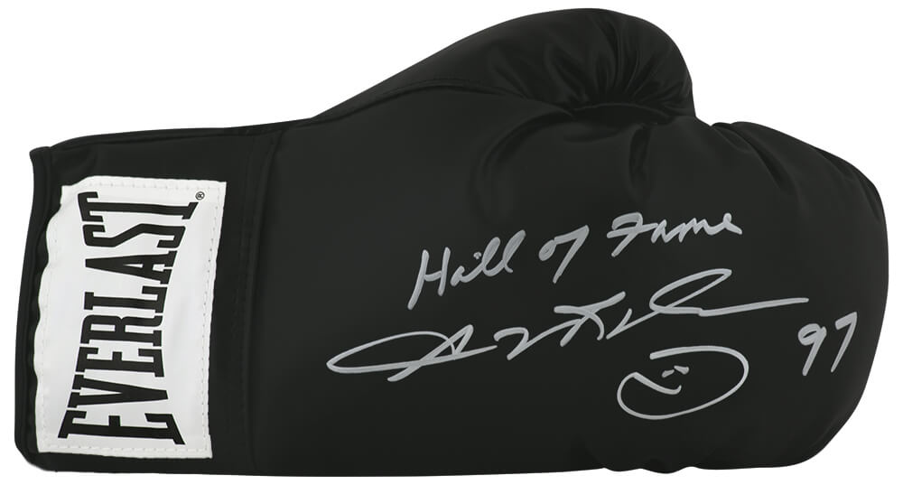 Sugar Ray Leonard Signed Everlast Black Boxing Glove w/Hall of Fame 97
