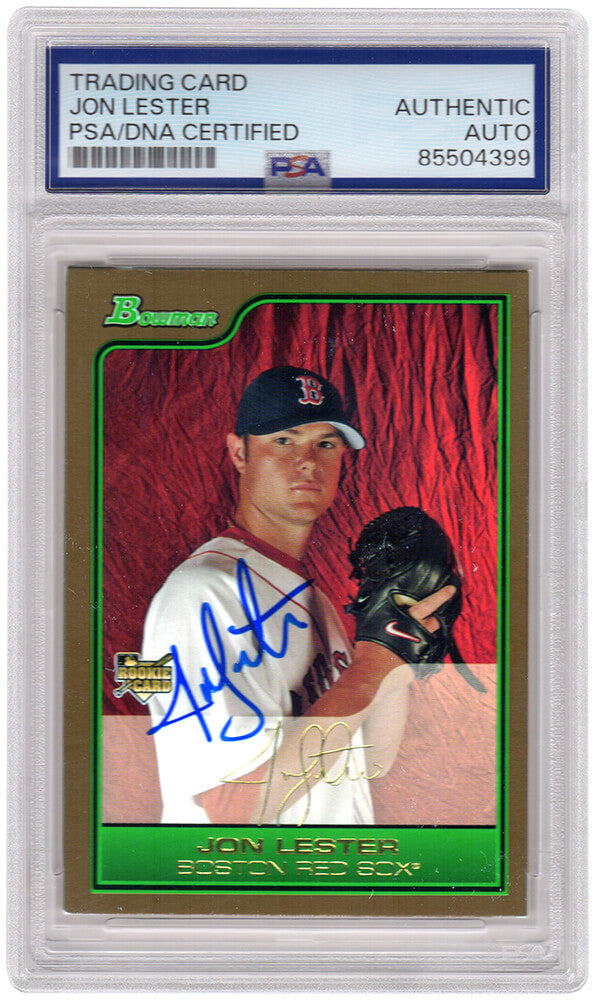 Jon Lester Signed Boston Red Sox 2006 Bowman Draft Gold Rookie Baseball Card #BDP22 - (PSA Encapsulated)