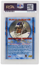 Ray Lewis Signed Baltimore Ravens 1996 Topps Stadium Club Football Rookie Card #351 (PSA Encapsulated - Auto Grade 10)